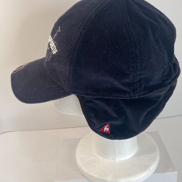 Le Coq Sportif  Esprit De Golf Black Corduroy Embroidered W/Flaps Hat, Size-M/L - Picture 4 of 9